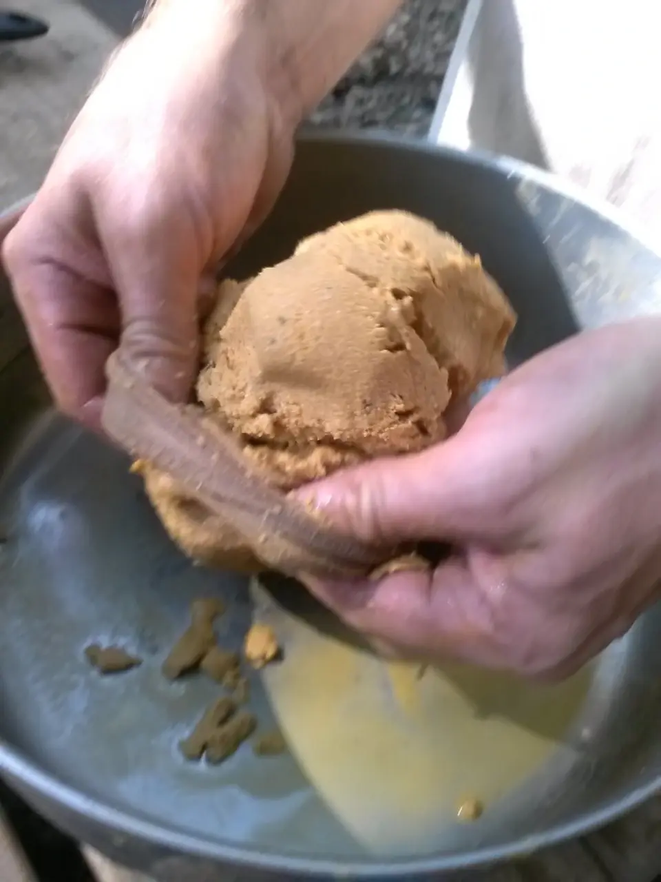 acorn flour coming out of spandex hose