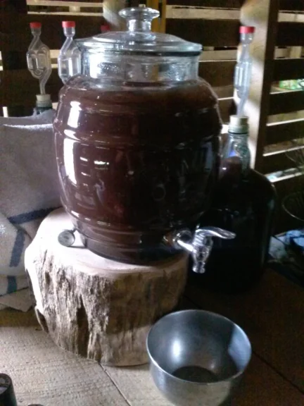 vinegar in glass dispenser