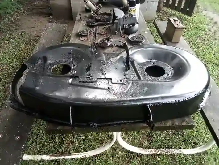 cleaning mower deck & painting
